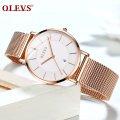 OLEVS Marke Modische Business dünne und einfache Quarz-Armbanduhren Edelstahl Milanese Strap wasserdichte Uhr für Mädchen